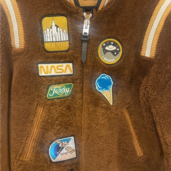 Coach Shearling Varsity Jacket with Patches - Picture 3 of 7